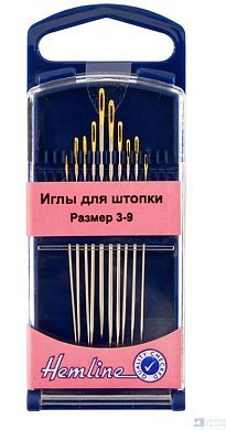 Иглы для штопки в пластиковом контейнере №3-9, 10 шт Hemline - цена и фото