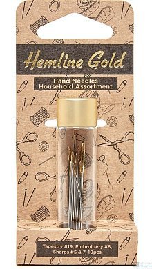 Набор игл для домашнего хозяйства в баночке Hemline Gold 214G.HG 10шт. - цена и фото