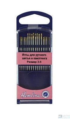Иглы для ручного шитья и квилтинга в пластиковом контейнере №3-5, 16 шт Hemline - цена и фото