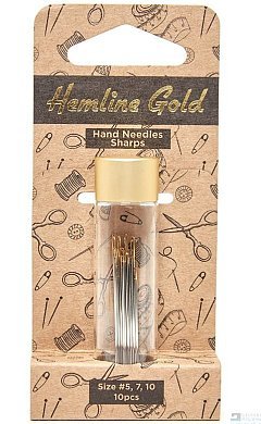 Ручные иглы для вышивки с зол.ушком, №5-10 Hemline Gold 288G.510.HG 10шт. - цена и фото