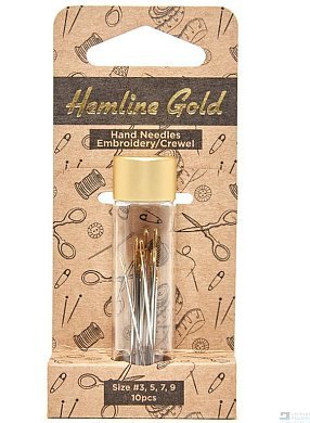 Иглы с золотым ушком для вышивания гладью, с острым кончиком, № 3 - 9, 10 шт. Арт 280G.39.HG - цена и фото
