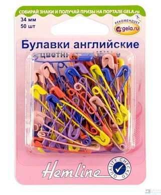 Булавки английские цветные 34мм, 50шт. - цена и фото