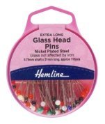 Булавки портновские экстра длинные со стеклянными головками, 51 мм, 110 шт, Hemline - цена и фото